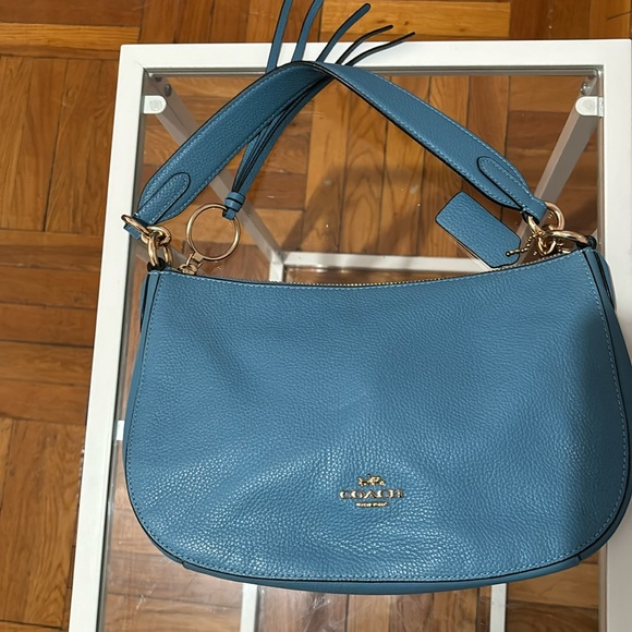 Coach Handbags - Coach Blue Leather Shoulder Bag with Rose/Gold Hardware NWOT.